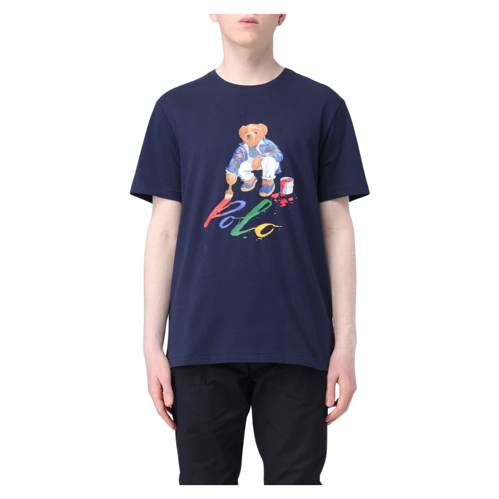 POLO Ralph Lauren slim fit T-shirt met printopdruk cruise navy paint bear