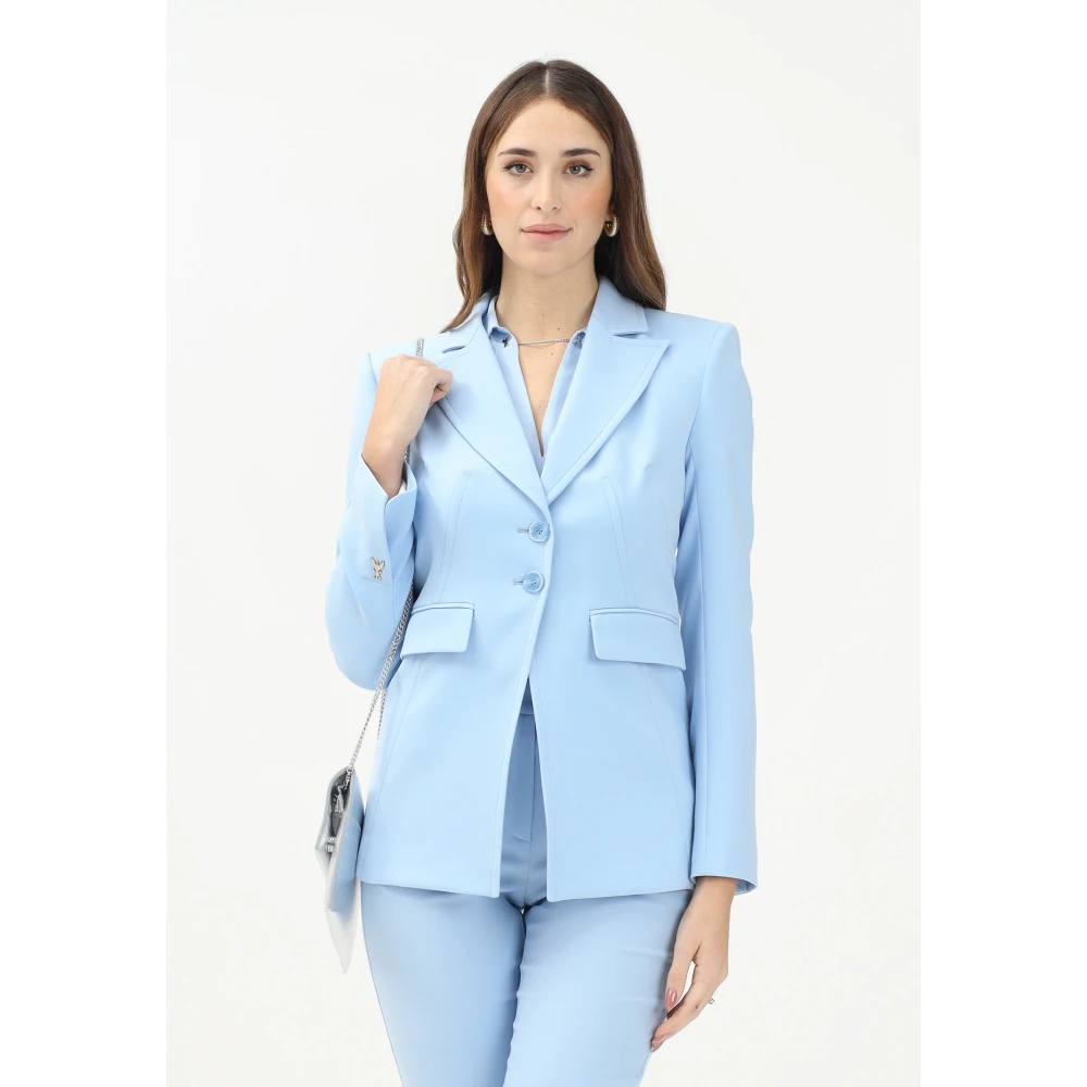 PATRIZIA PEPE Essentiële Blauwe Jas voor Vrouwen Blue Dames