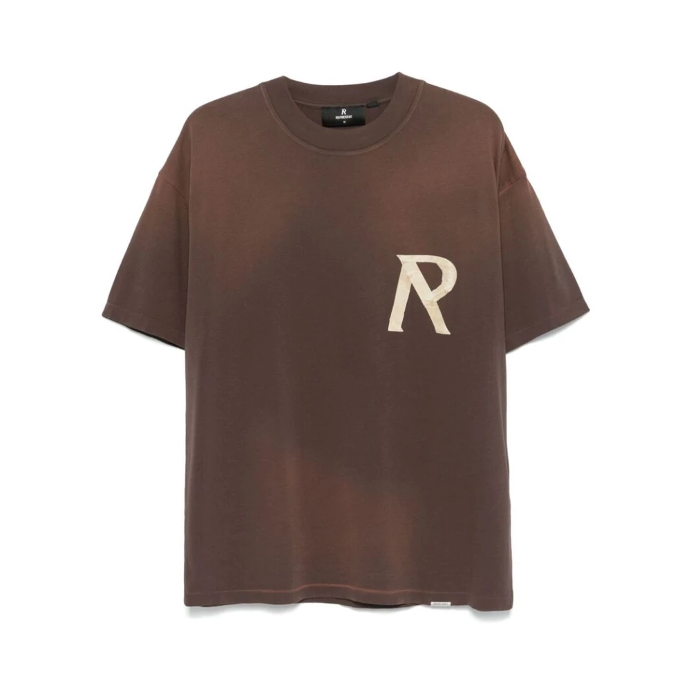 Represent Cederbruin Logo-Tape T-shirt Brown Heren