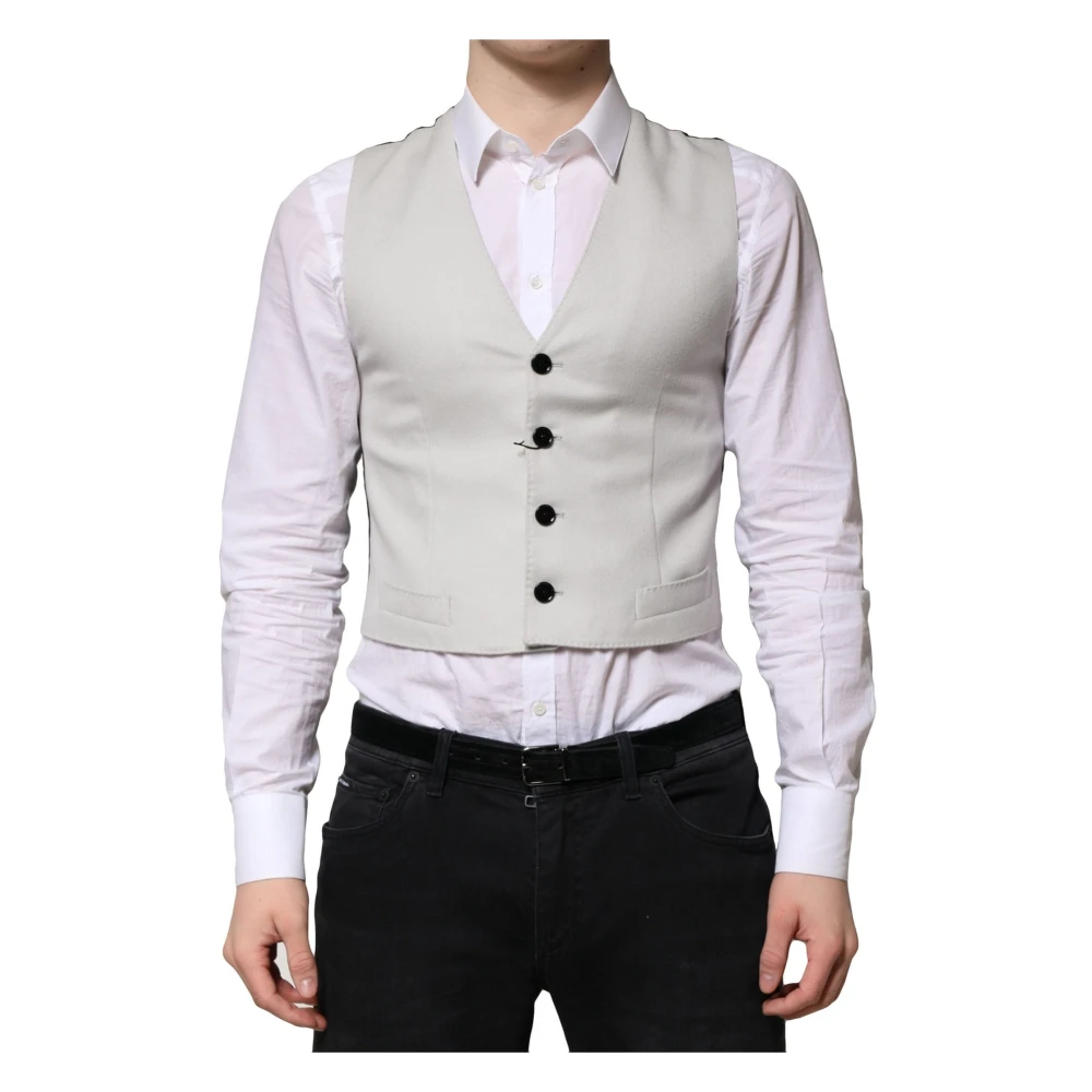 Dolce & Gabbana Men's Gray Wool Formal Dress Vest
