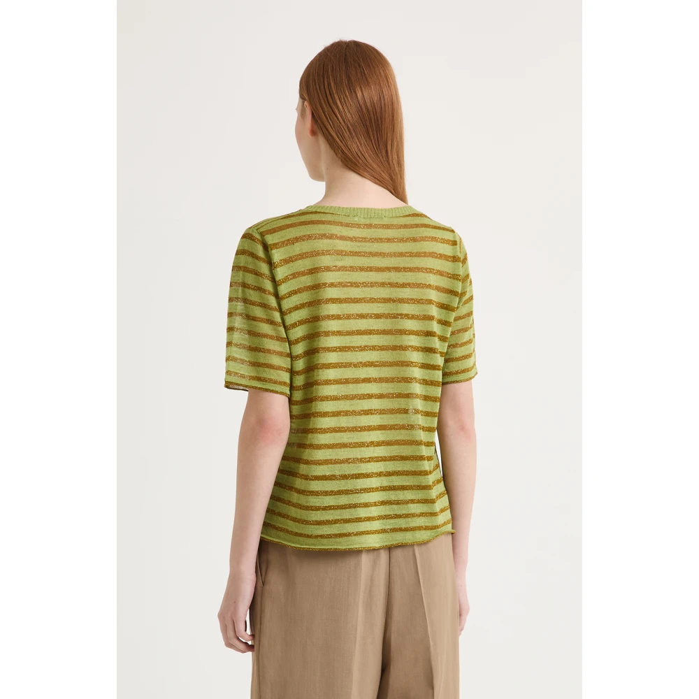 Maliparmi Zomer Linnen T-Shirt Green Dames