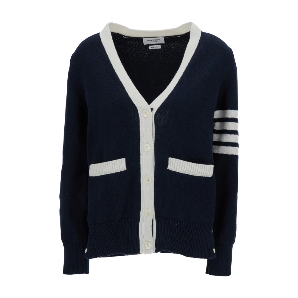 Thom Browne Hector Icon V-Neck Cardigan Sweater Blue Dames