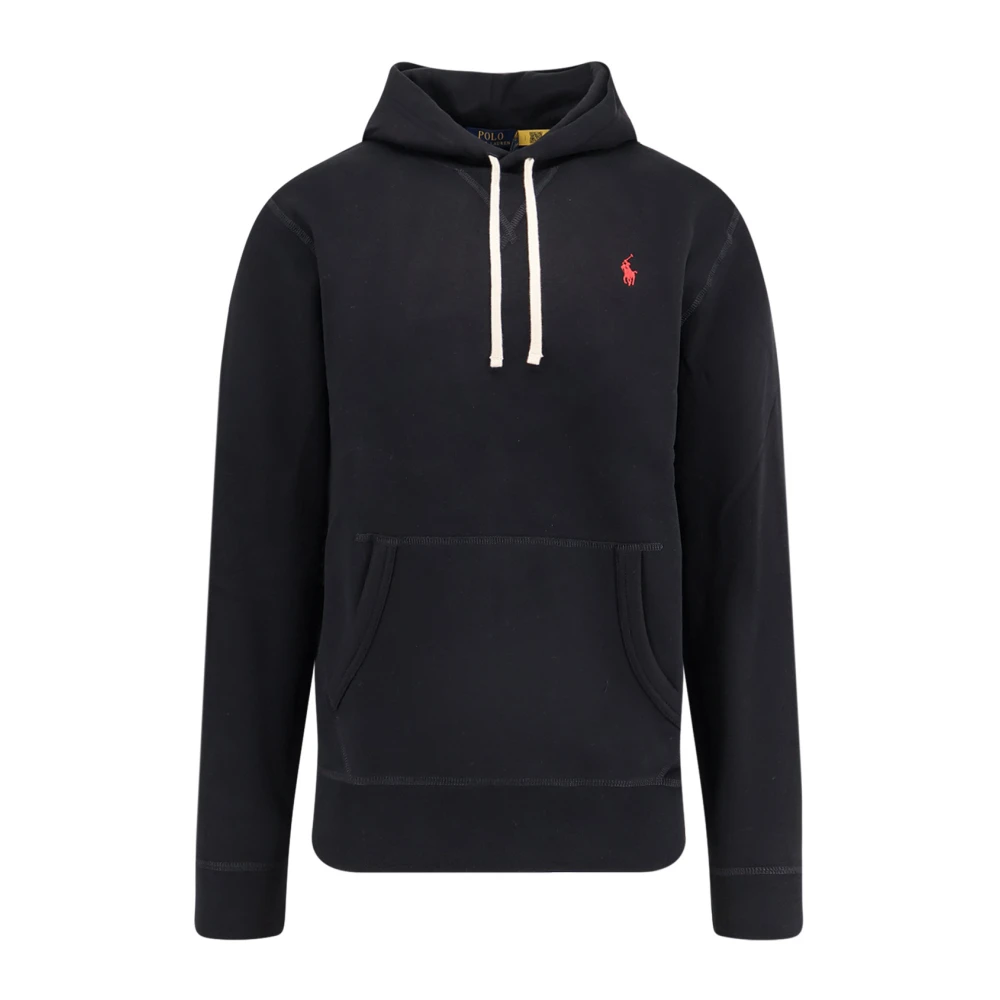 Polo Ralph Lauren Black Hoodies, Male, M, Fleece Pullover Hoodie