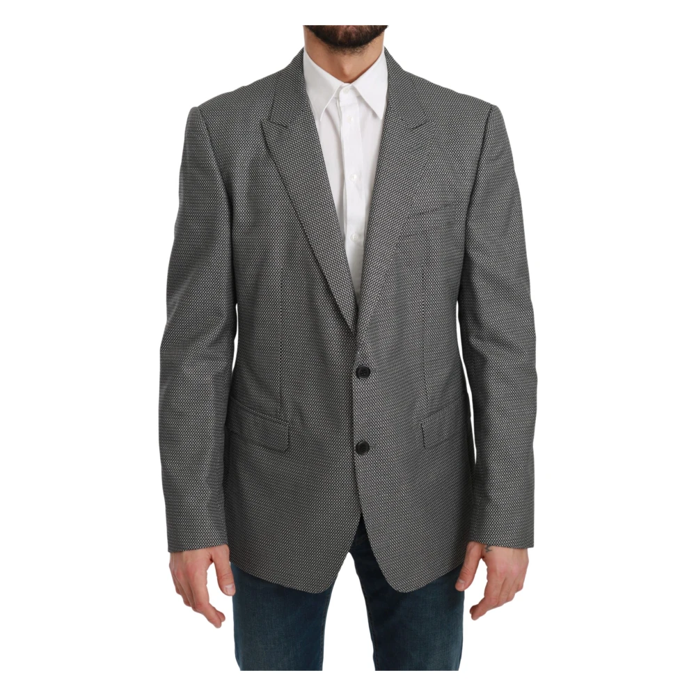 Dolce & Gabbana Grijze Fantasiepatroon Slim Fit Blazer Gray Heren