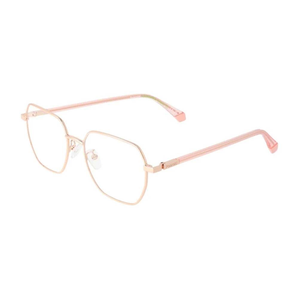 Polaroid Vrouw Geel Gouden Vierkante Optische Frames Eco Metaal