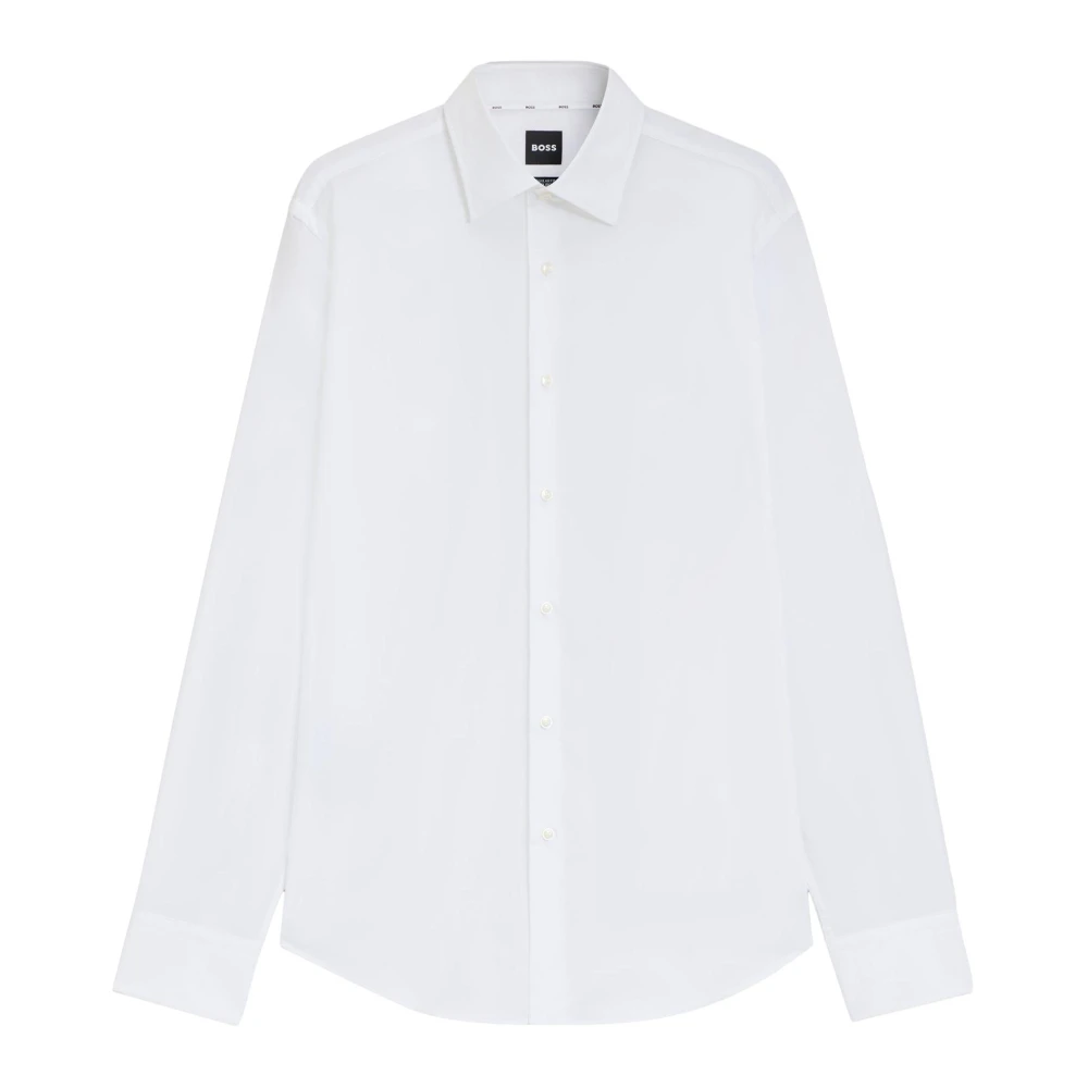 Hugo Men's White Formal Shirts, 2XL, Stretch Poplin Shirt, Easy Iron, Kent Collar
