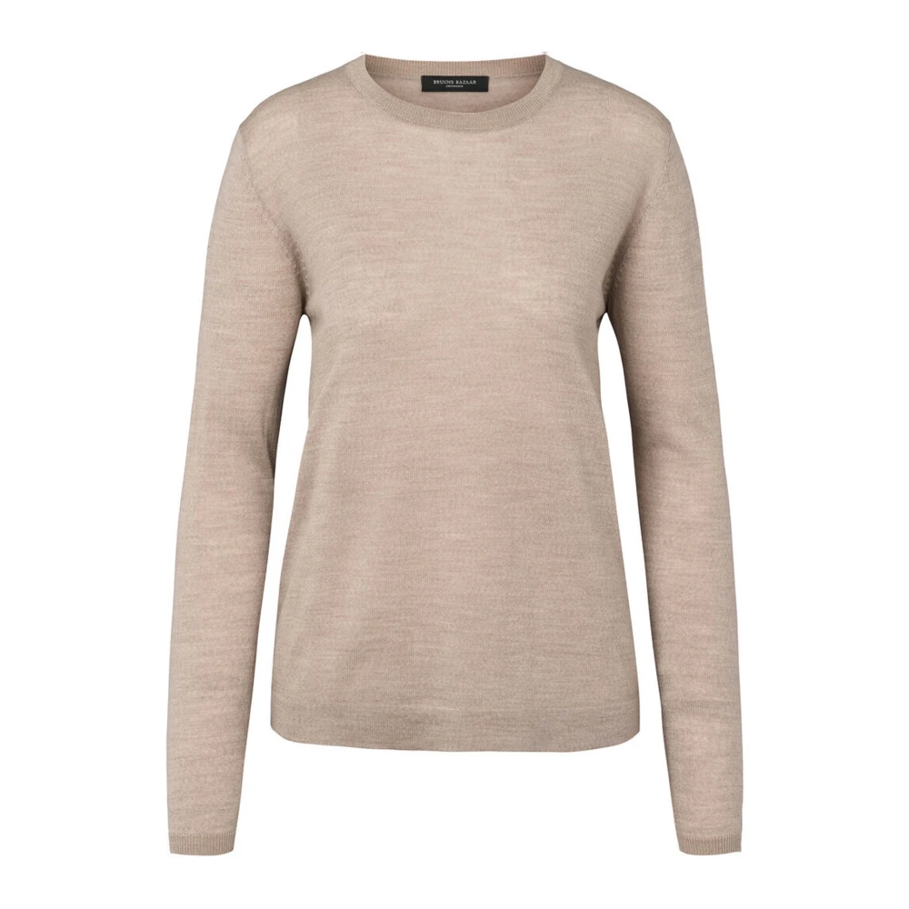 Bruuns Bazaar Ronde Hals Gebreide Trui Beige Dames