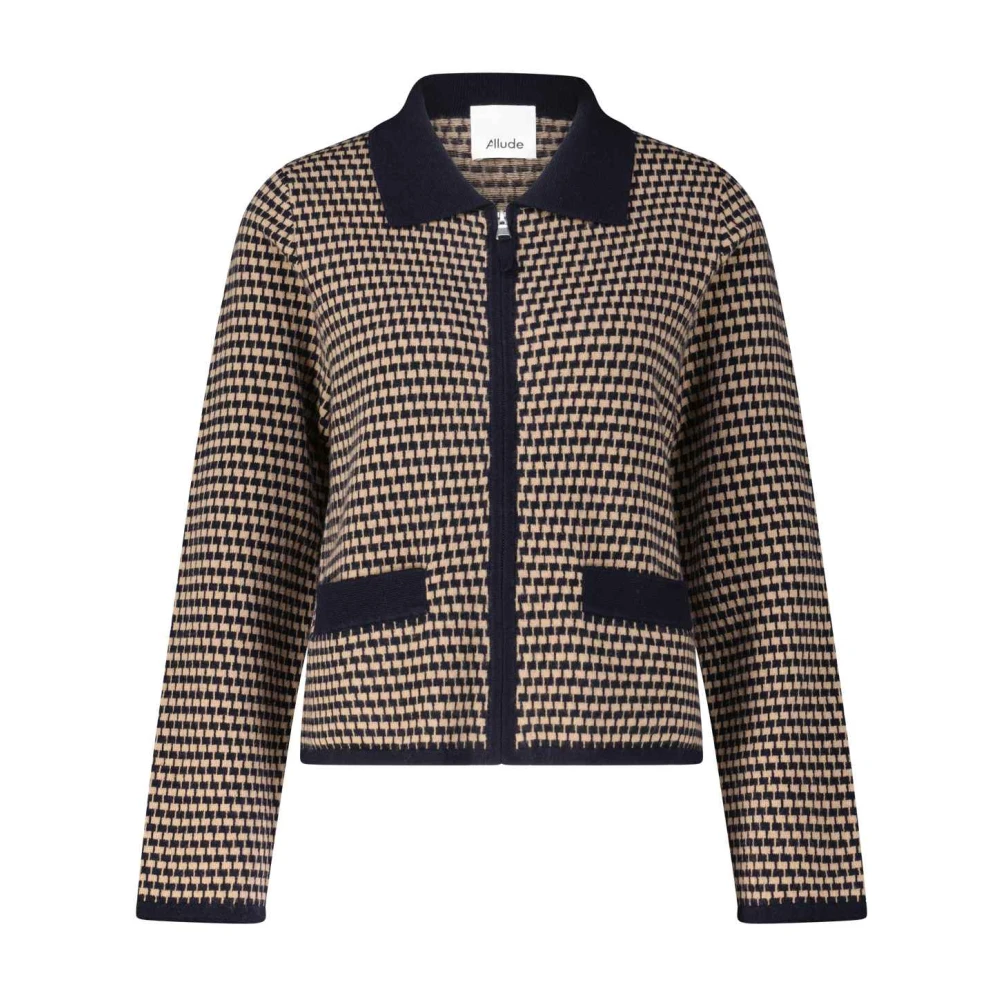 Allude Gebreide kasjmier vest met patroon Brown Dames
