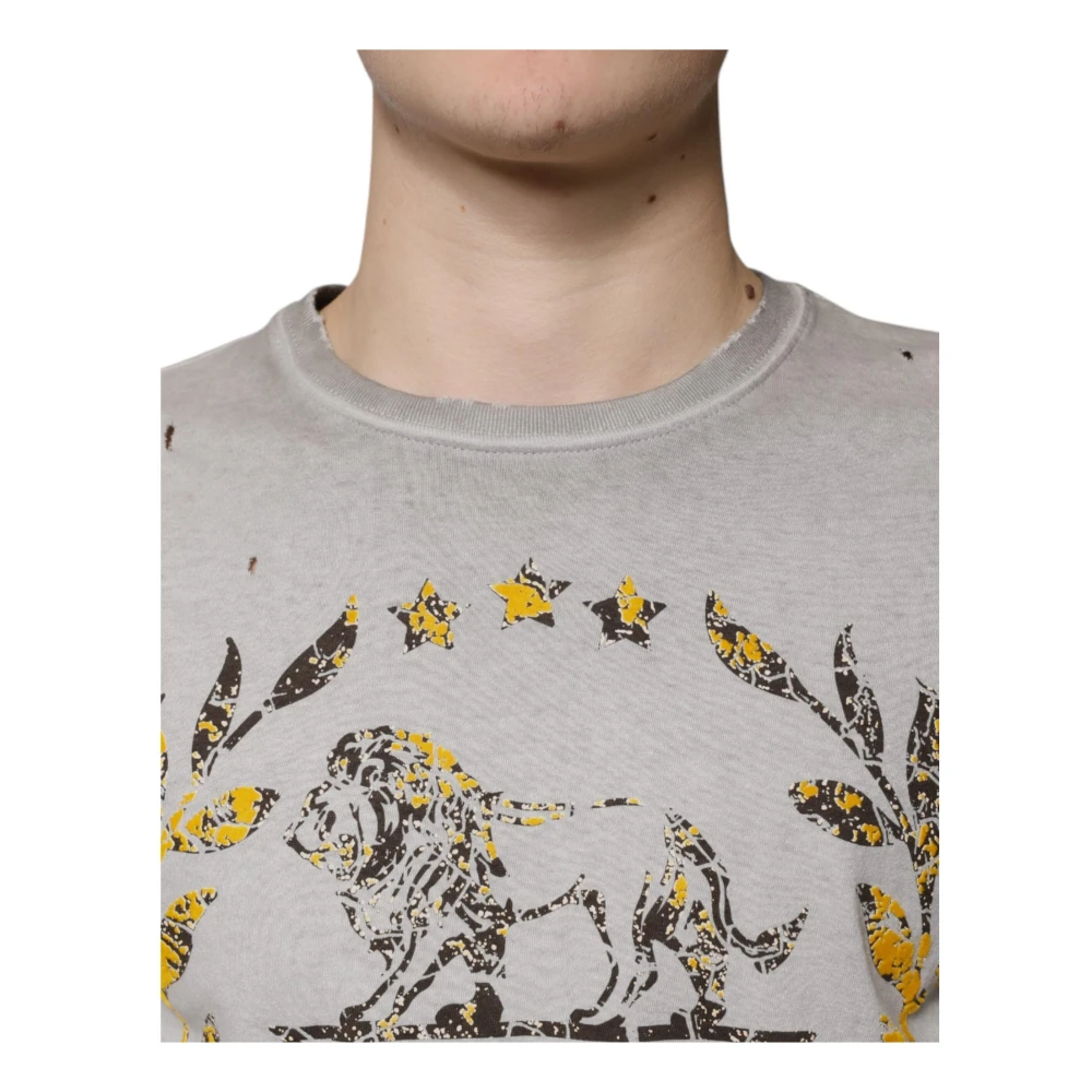 Dolce & Gabbana Logo Detail Katoenen Trui Grijs Mannen Gray Heren