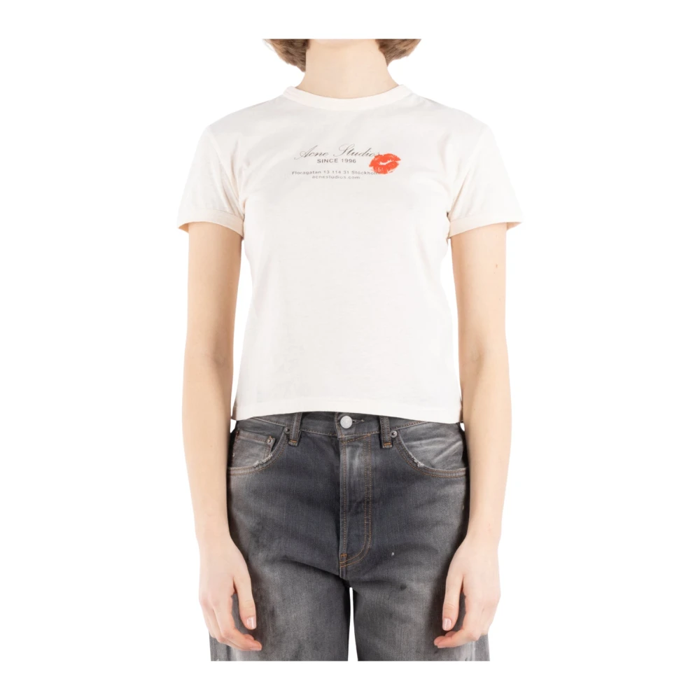 Acne Studios Beige Katoenen T-Shirt Al0460 Beige Dames