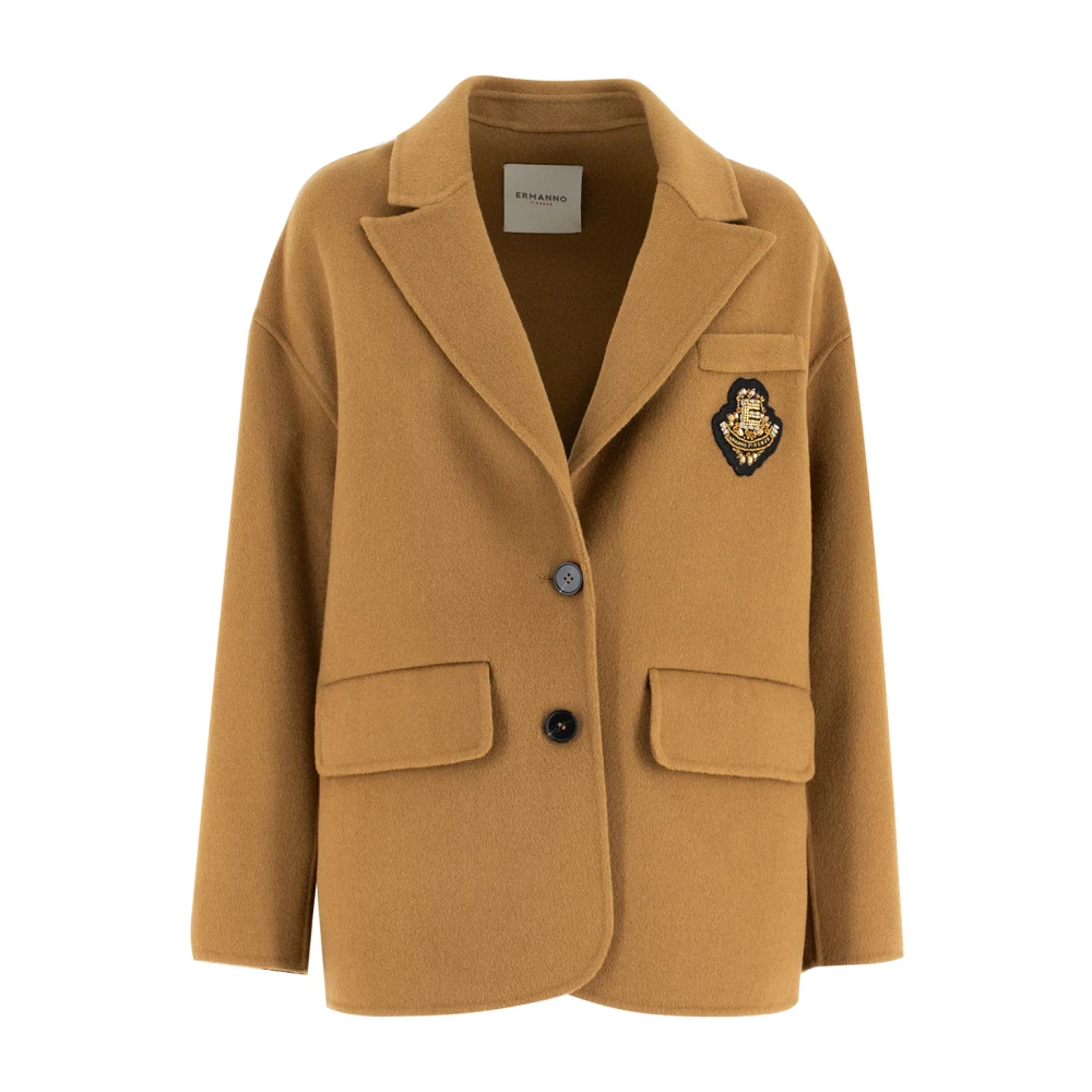 Ermanno Scervino Gouden Crest Blazer Brown Dames