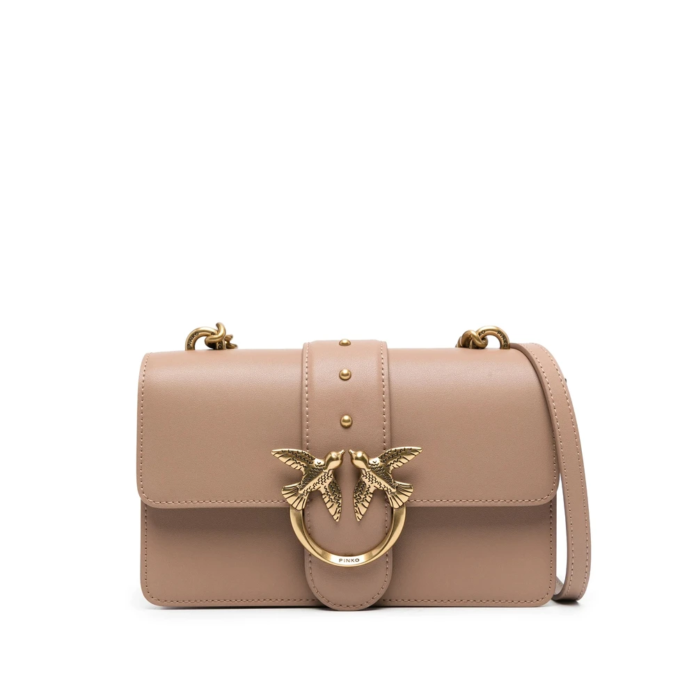 Pinko Love Birds Beige Leren Schoudertas Beige Dames