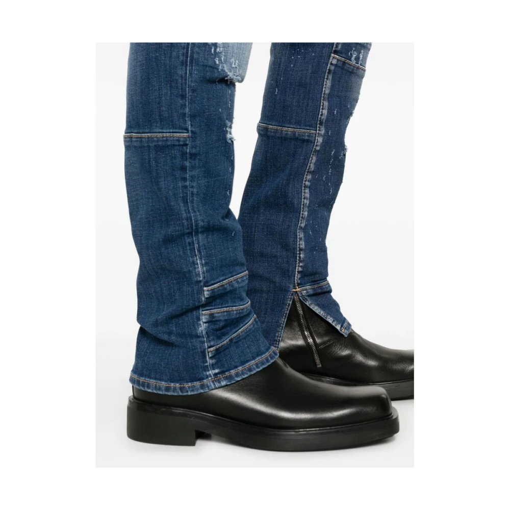 Dsquared2 Indigo Blauwe Distressed Skinny Jeans Blue Heren