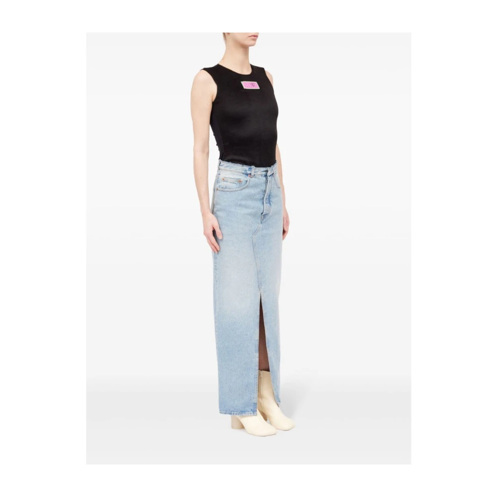 MM6 Maison Margiela Heldere Blauwe Denim Rok met Voorspleet Blue Dames