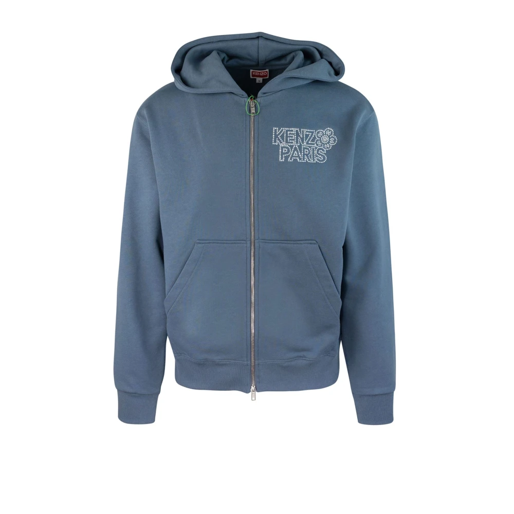 Kenzo Blauwe Hoodie Constellation Geborduurde Rits Blue Heren