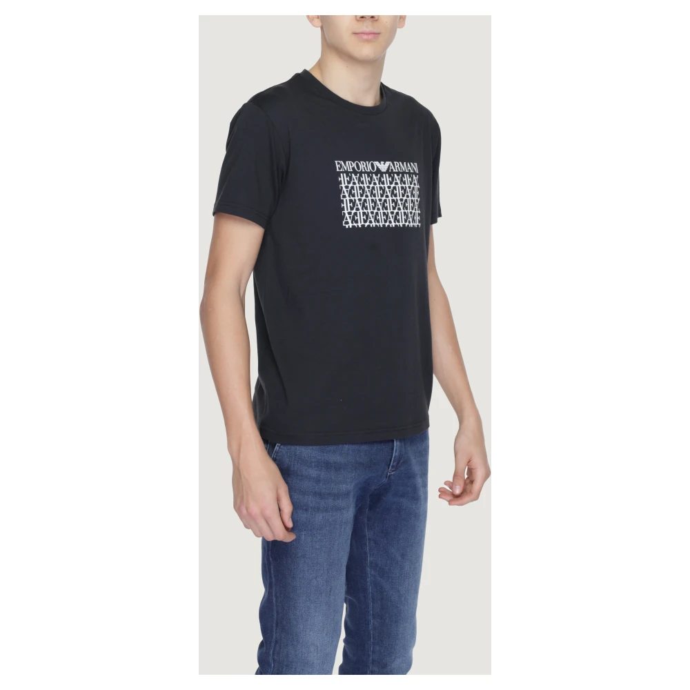 Emporio Armani Zwarte Katoenen T-shirt Lente Zomer Print Black Heren