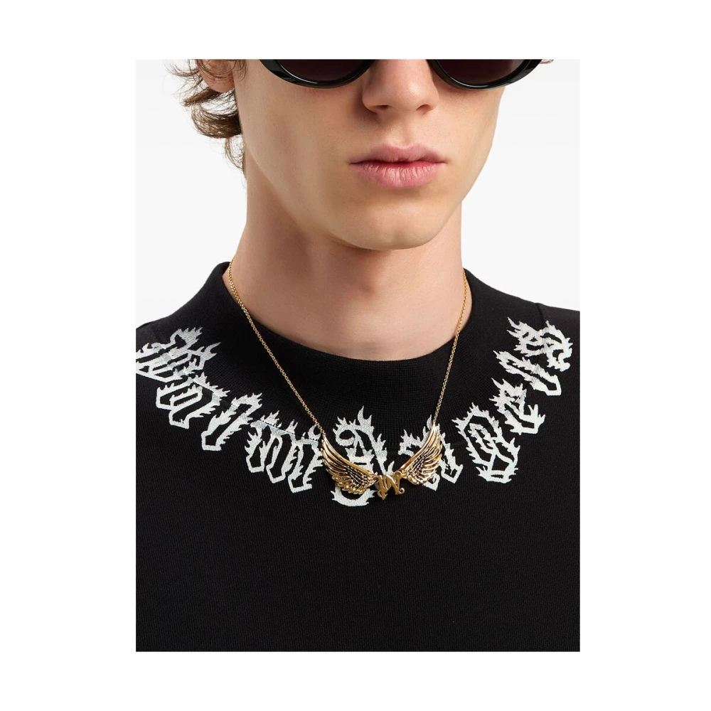 Palm Angels Zwarte Logo Print Sweater Black Heren