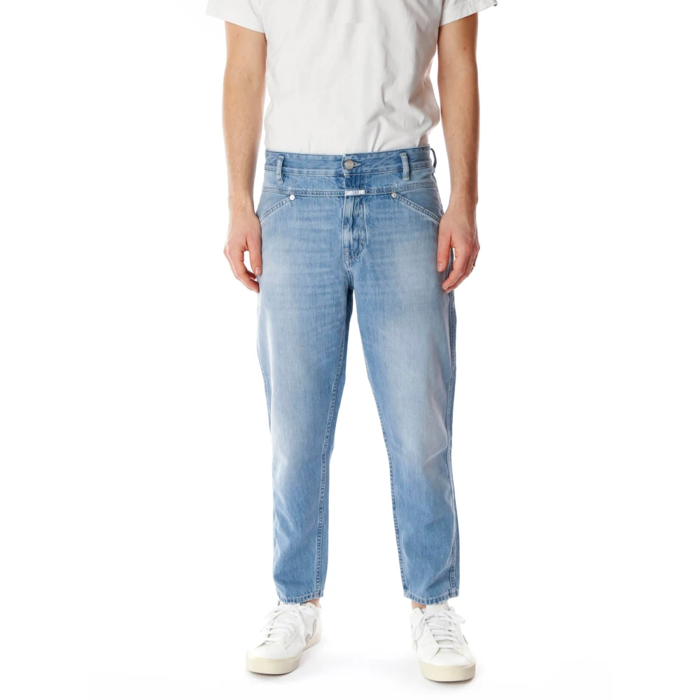 Closed Cropped Tapered Mid Waist Jeans Blue Heren