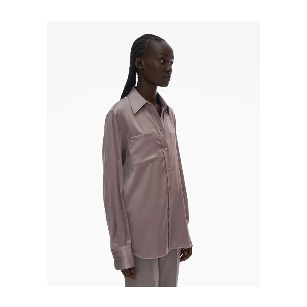 Helmut Lang Zijden Shirt Elegant Knoopsluiting Purple Dames