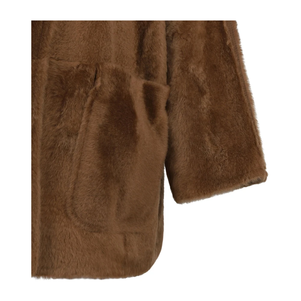 Max Mara Bruin Leren Jas Atelier Brown Dames