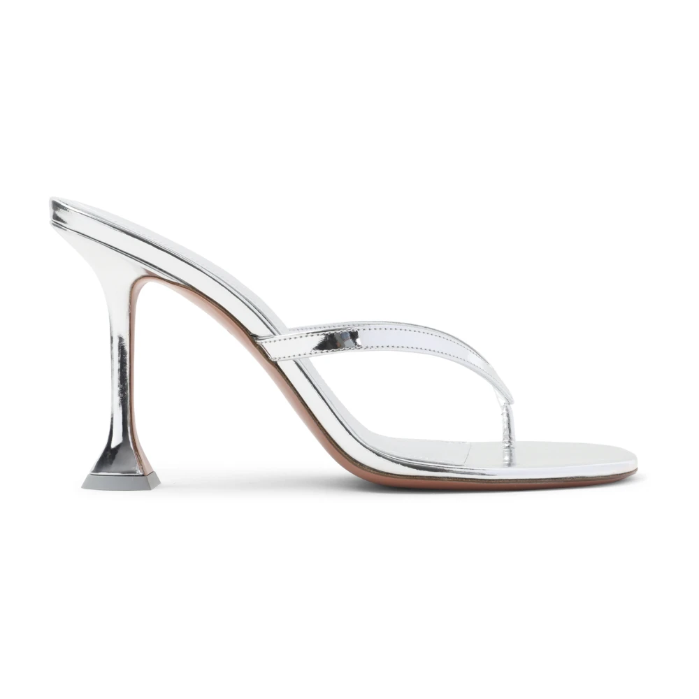 Amina Muaddi Women's Gray Juliette Thong - Heeled Mules - 7 Uk - Shoes
