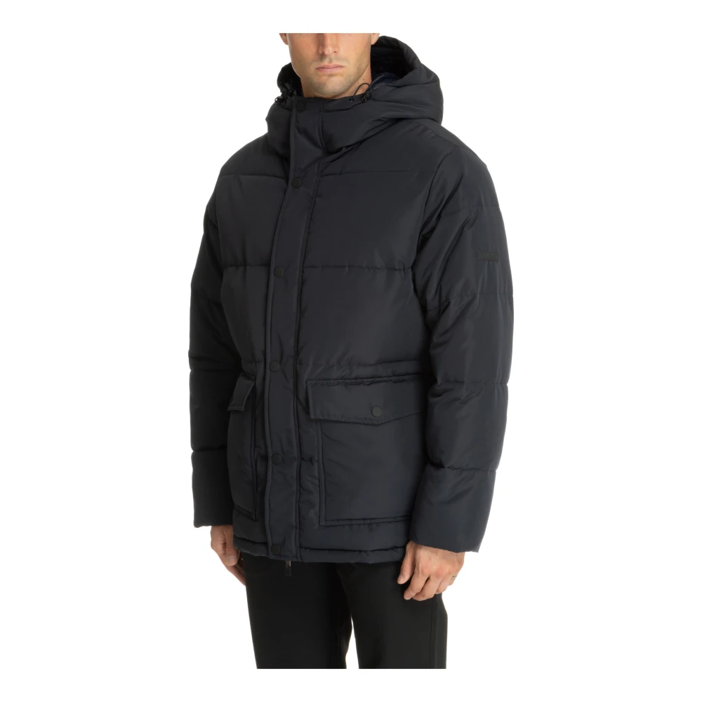 Emporio Armani EA7 Snap-Zip Plain Logo Zakken Donsjas Blue Heren