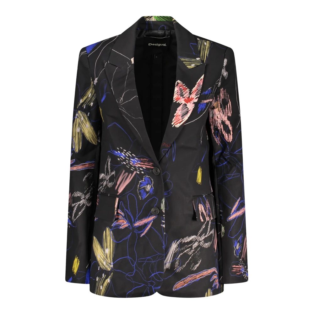 Floral Print Blazer - BLACK - XL - Image 3