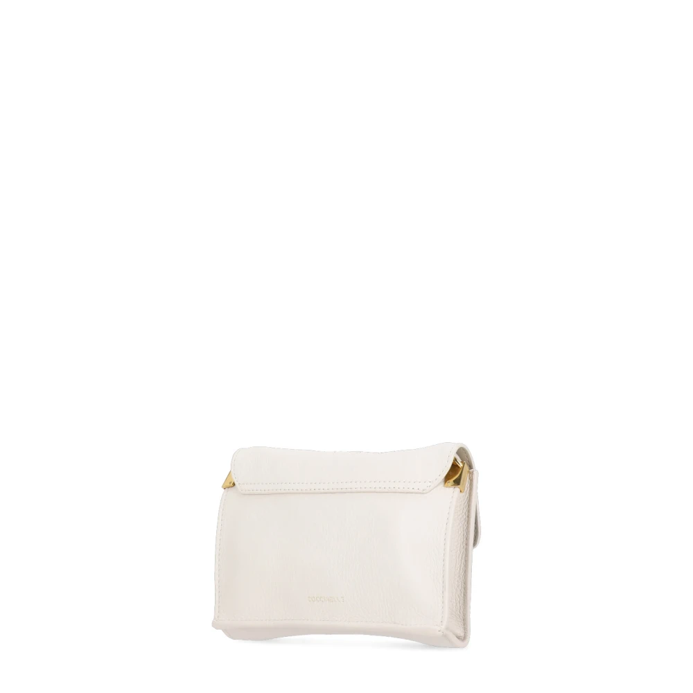 Coccinelle Gestructureerde Lederen Schoudertas voor Vrouw Beige Dames
