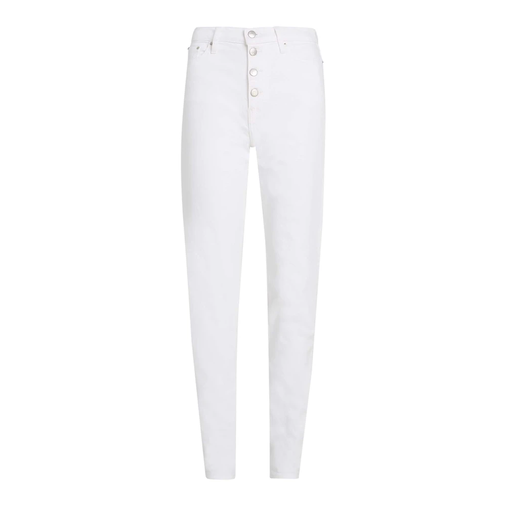 Calvin Klein Jeans Hög Midja Vit Denim Mom Jeans White, Dam