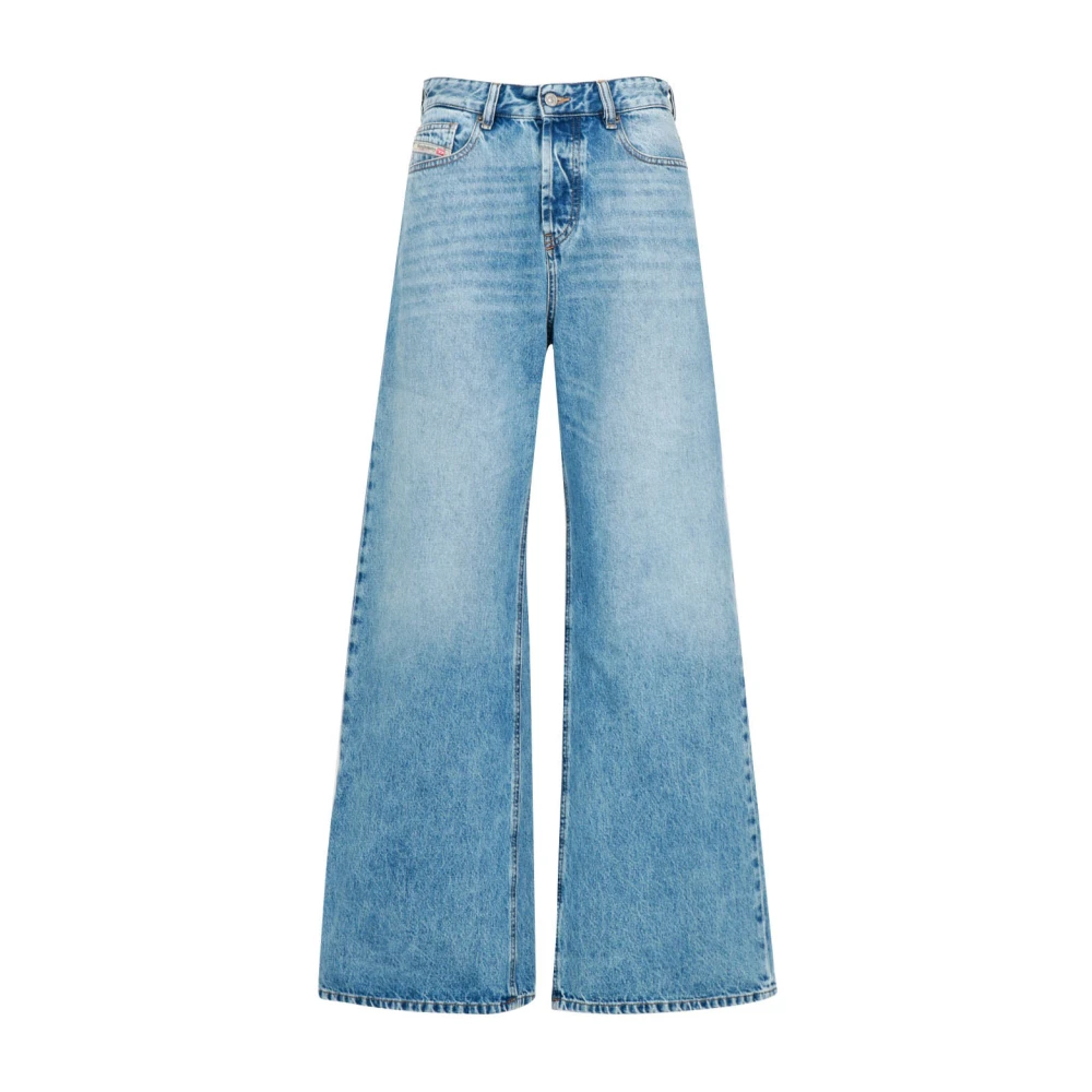 Diesel Women's Blue Wide Jeans, W29 L32, Denim Low Waist Relaxed Fit Jeans