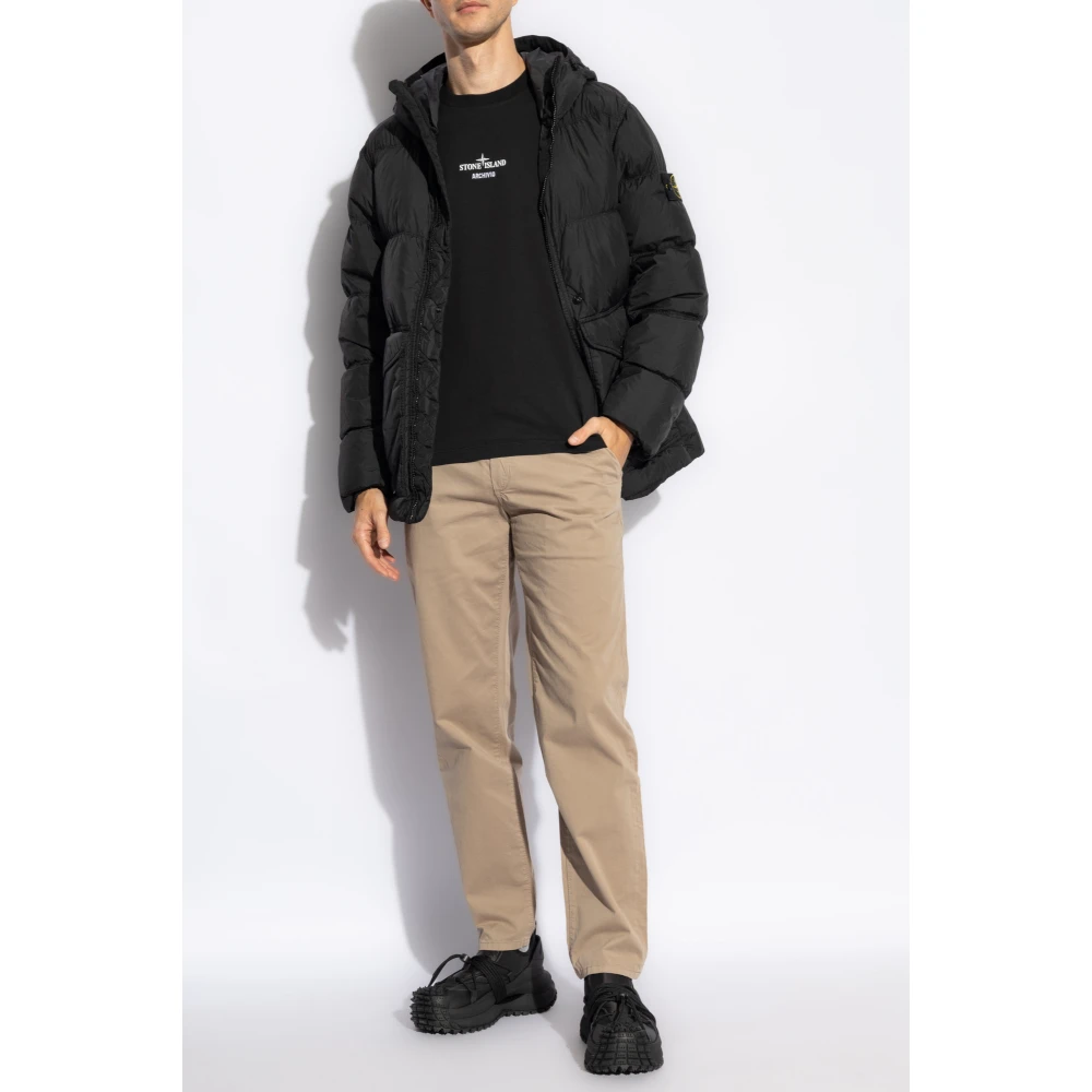 Stone Island Donsjack met logo Black Heren