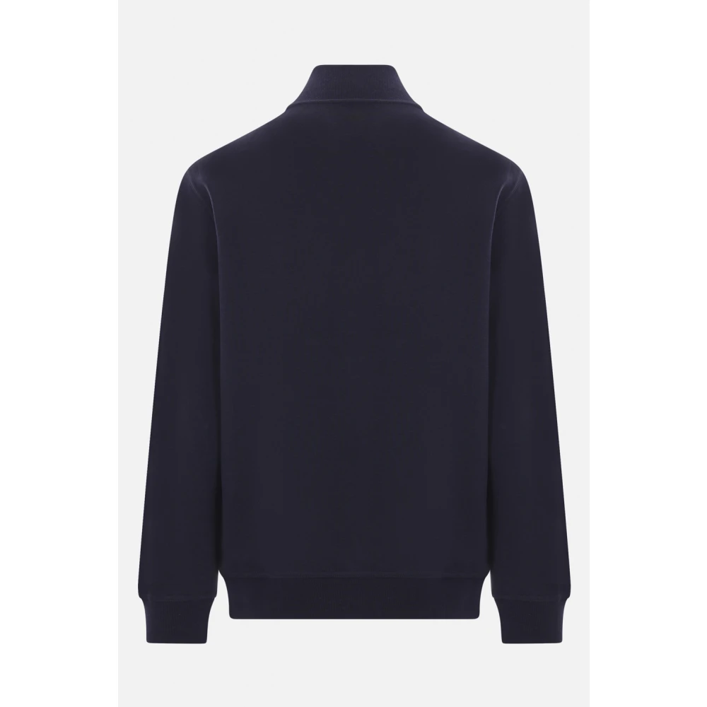 BRUNELLO CUCINELLI Blauwe Trui met Rits en Zakken Blue Heren