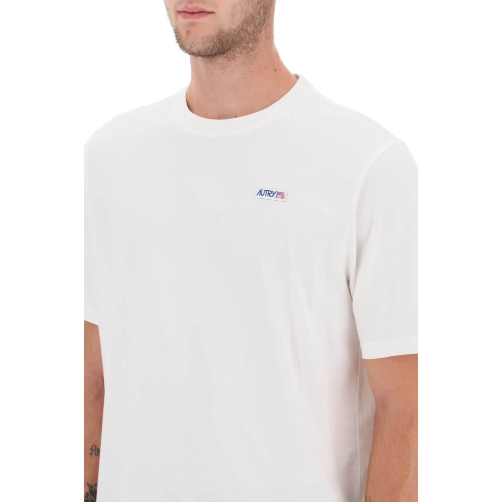 Autry Iconisch Katoenen T-Shirt met Logo Label White Heren