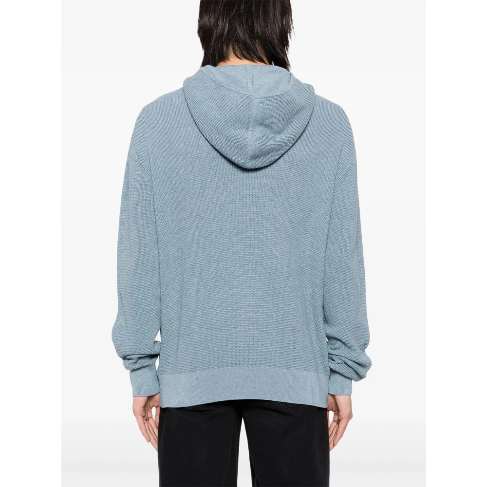 Aspesi Katoenen Gebreide Hoodie met Volledige Rits Blue Heren