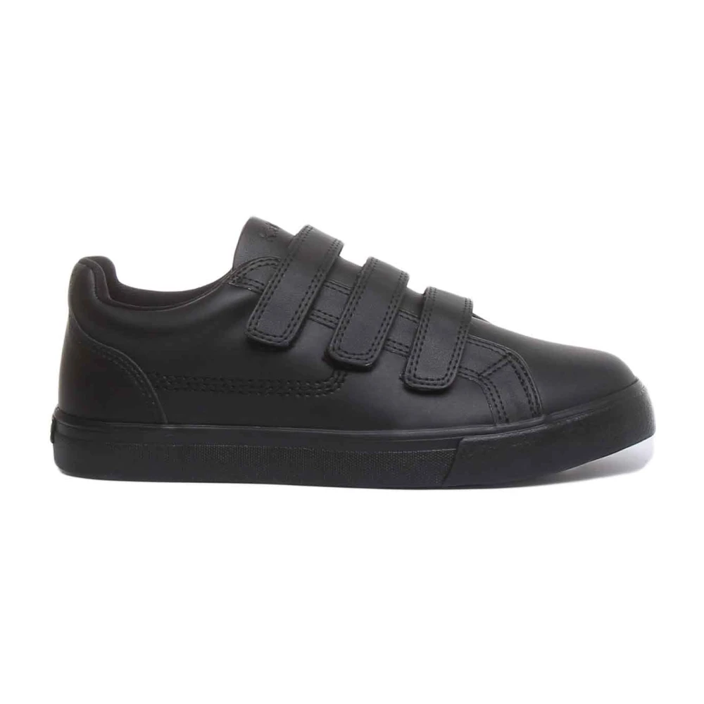 Kickers Boys Black Kids Sneakers, 38 Eu, Casual Leather Shoe With Velcro Straps