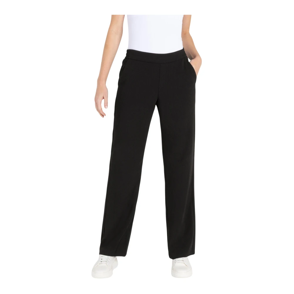 Mac Women's Black Straight-Leg Trousers With Elastic Waist