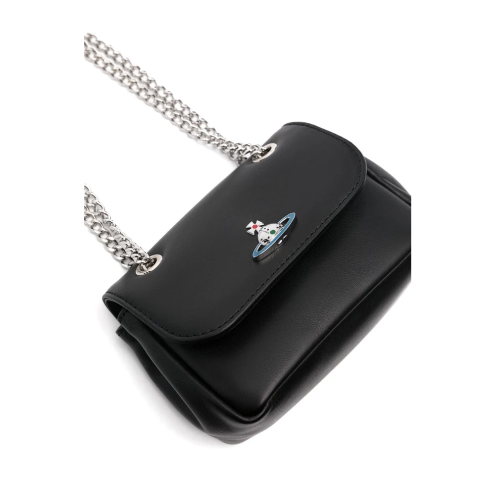 Vivienne Westwood Zwarte leren ketting schoudertas Black Dames