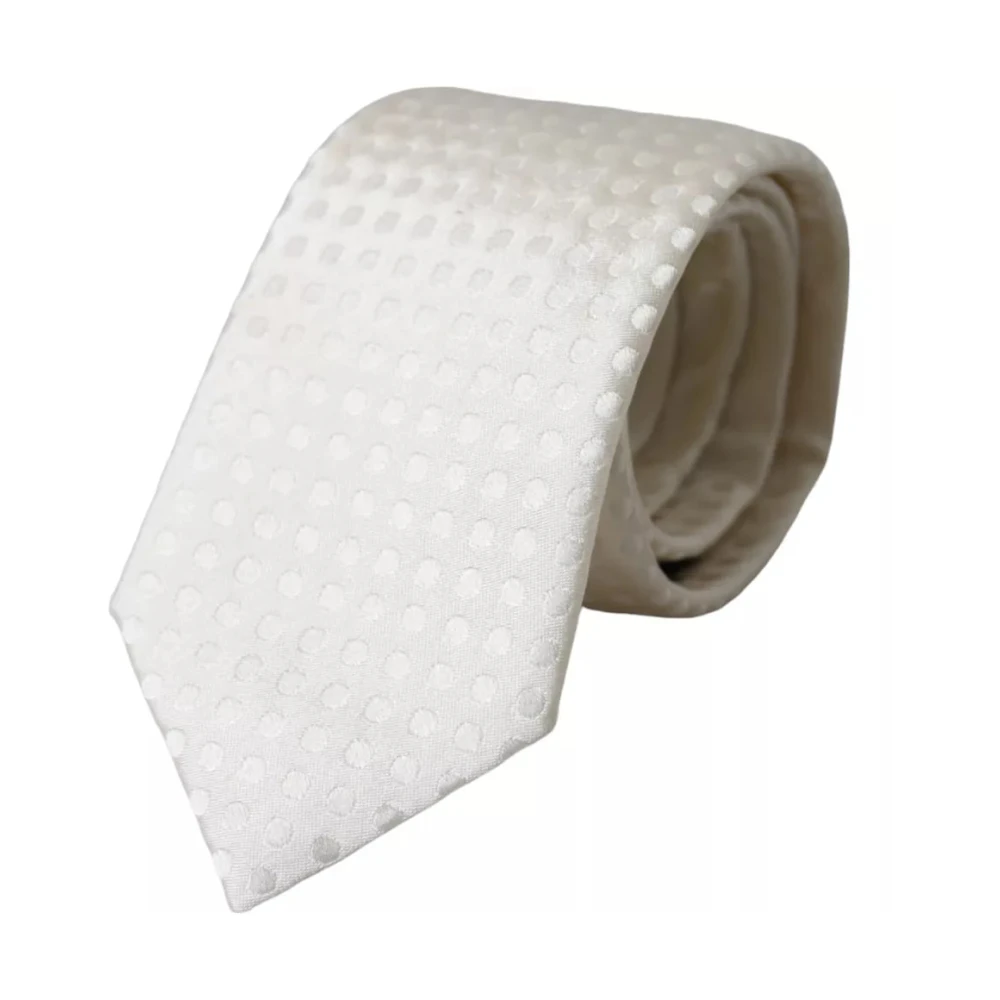 Dolce & Gabbana , Ties, Male, White, One Size, Polka Dot Silk Tie Classic Adjustable Men