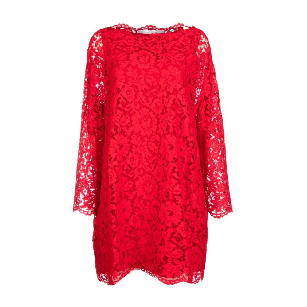 Valentino Women's Red Short Dresses, Xs, Floral-Lace Mini Dress