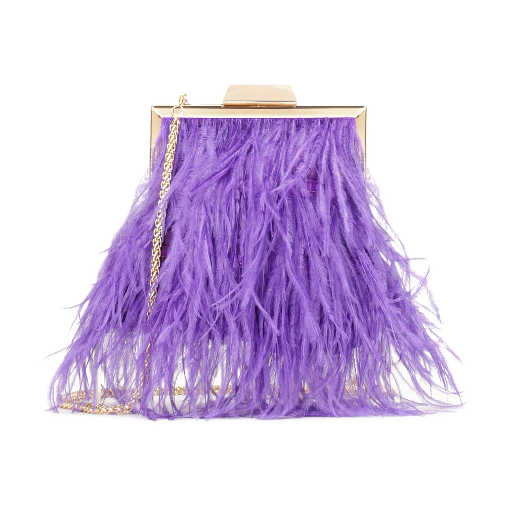 Kazar Paarse handtas met veren Purple Dames