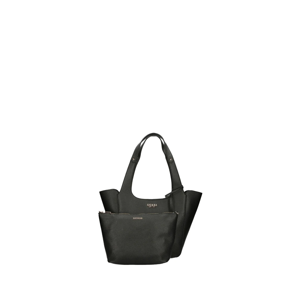 Guess Zwarte leren handtas met drukknoopsluiting Black Dames