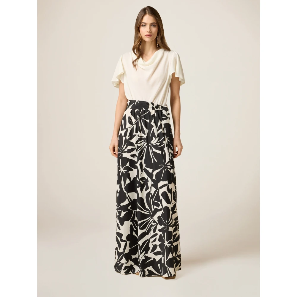 Oltre Lange Jurk met Bedrukte Rok Multicolor Dames
