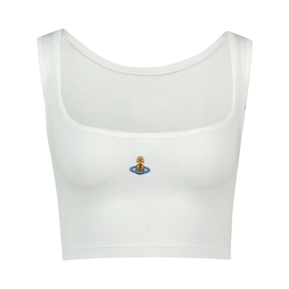 Vivienne Westwood White Sleeveless Tops, Female, M, Cropped Rib Top