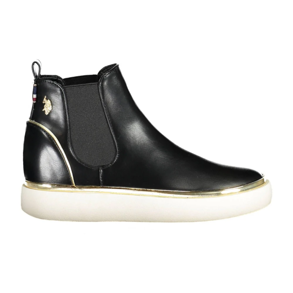 U.s. Polo Assn. Women's Black Elegant Ankle Boots With Contrast
