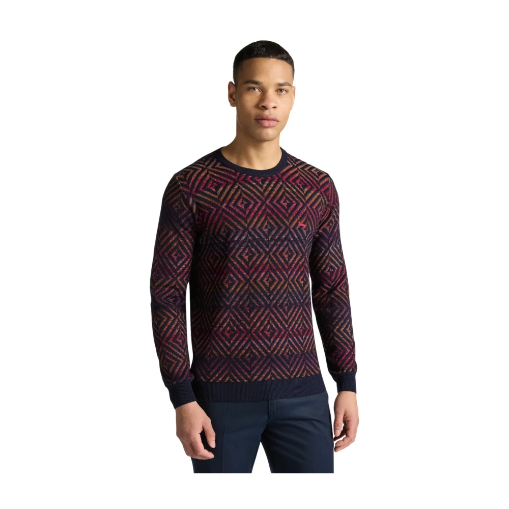 Harmont & Blaine Men's Multicolor Round-Neck Knitwear, 2XL, Merino Wool Crew-Neck Jumper