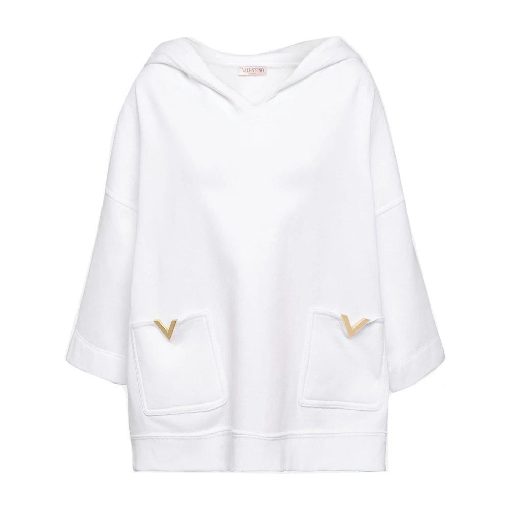 Valentino Hoodie met V-hals en zakken White Dames