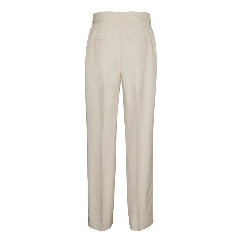 Vero Moda Beige Broek met Clip Sluiting en Zakken Beige Dames