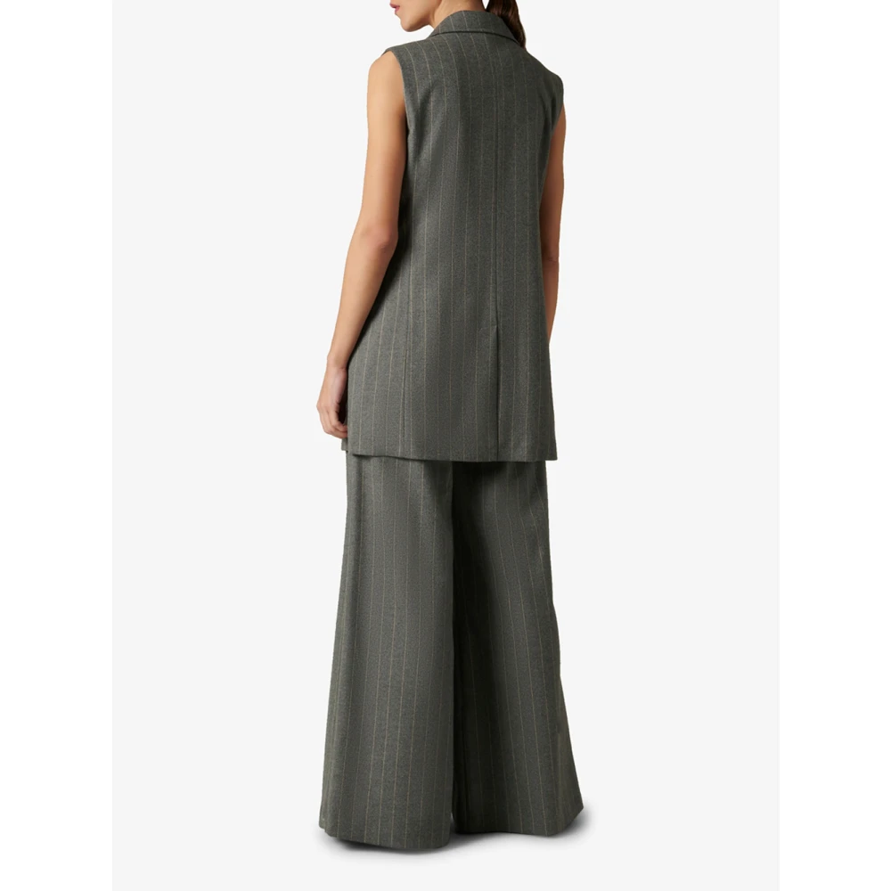 Manila Grace Elegante Palazzo Broek Grijs Gray Dames
