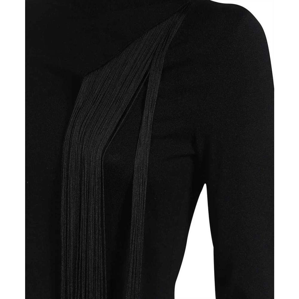 Stella Mccartney Fringed Viscose Jurk Black Dames