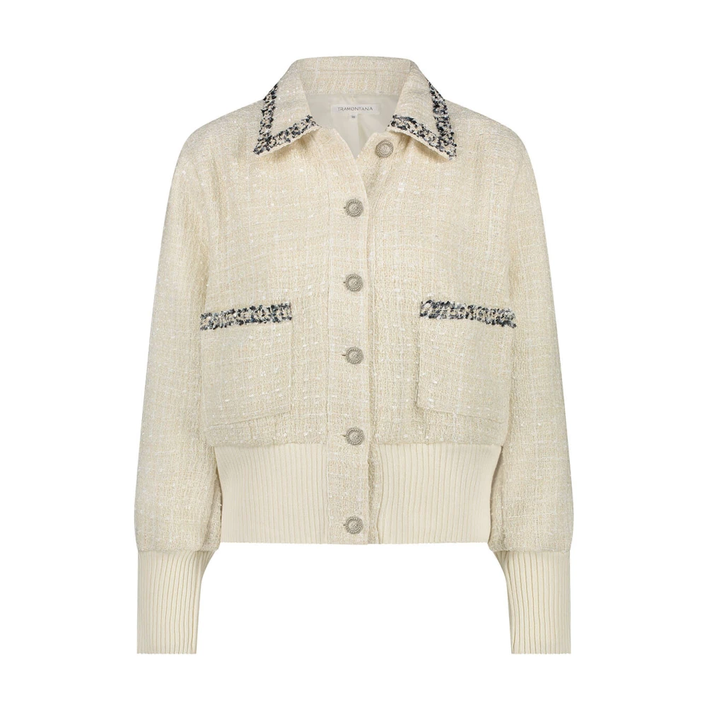 Tramontana Stijlvolle Tweedjas met Tapes Beige Dames